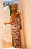 Azari Beige Multi Stripe Maxi Dress