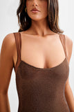 Jasmyn Hot Fix Maxi Dress With Mesh Back Chocolate