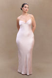 Lilly Sweetheart Satin Maxi Dress Soft Pink