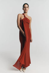Philippa Knotted Crepe Maxi Dress Ruby