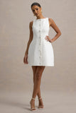 Cheri White Tailored Sleeveless Mini Dress
