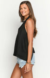 Petie Black Linen Blend Top