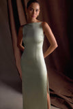 Violet Sleeveless Satin Maxi Dress Sage