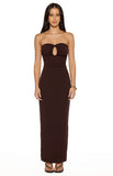 Jordan Brown Crepe Strapless Maxi Dress