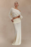 Petra Ruched Knit Maxi Skirt Ivory