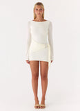 Niella Long Sleeve Wrap Mini Dress Ivory