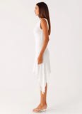 Rylee One Shoulder Midi Dress White