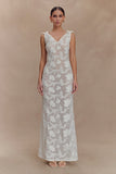 Cornelia Floral Sheer Maxi Dress Ivory