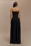 Maureen Cotton Shirring Maxi Dress Black