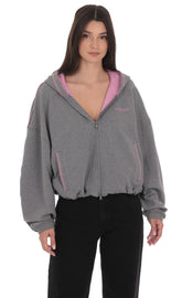 Two Toned Cropped Hoodie in Grey