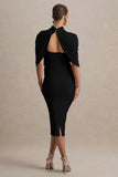 Augustina Black Maternity Midi Dress With Cape