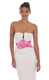 Embellished Floral Bodycon Maxi Dress in White