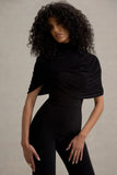 Isoline Black Twist Cape Flared Leg Jumpsuit