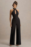 Kami Black High Neck Embroidered Jumpsuit