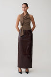 Marina Halter Top With Hardware Cacao Brown