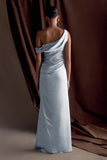 Dalia Off Shoulder Satin Maxi Dress Frosted Blue