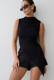 Suong High Neck Gathered Top Black