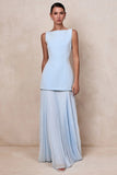 Hadley Powder Blue Boat Neck Maxi Dress With Drop Waist