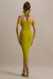 Selvina Green Cut Out Halter Neck Midi Dress