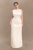 Violet Sleeveless Satin Maxi Dress Blush Gold