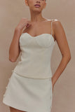 Jaime Spaghetti Strap Suiting Top Ivory