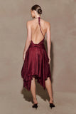 Sylvie Lurex Hankie Midi Dress Wine