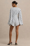 Laurel White Polka Dot V Neck Balloon Sleeve Playsuit