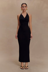 Ayella Cowl Knit Maxi Dress Black