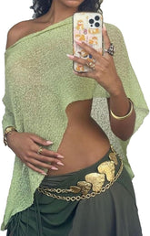 Women Sheer Poncho Top Multiway Knit Crochet Asymmetric Mesh Cover Up Going Out Clubwear
