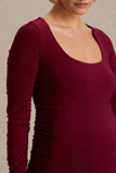 Saffron Berry Scoop Neck Maternity Midi Dress