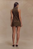 Hayes Faux Suede Belted Mini Skirt Chocolate