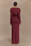 Hayden Long Sleeve Plunge Maxi Dress Wine