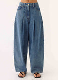 Zayn Pleated Denim Jeans - Light Wash Blue