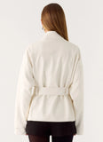 City Light Tie Waist Trench Jacket Ivory