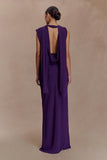 Giulia Chiffon Draped Maxi Dress Purple