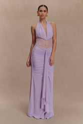 Bonnie Slinky And Lace Maxi Dress Lilac