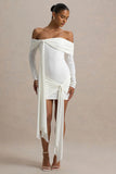 Essie White Bardot Wrap Mini Dress With Sash Detail