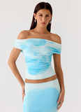Moka Off Shoulder Top Blooming Blue