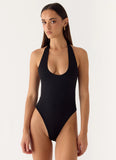 Set The Scene Halter Bodysuit Black