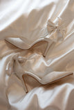 Charmed Satin Bow Heel White