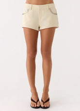 Emenique Button Shorts Ivory