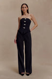 Fatima Satin Straight Leg Pant Black