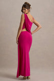 Storm Hot Pink Asymmetric Maxi Dress With Cut Out Details
