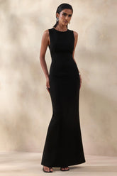 Astrelle Black High Neck Maxi Dress