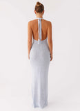 Novalee Flower Crochet Maxi Dress Blue