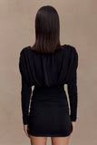 Hayden Long Sleeve Plunge Mini Dress Black