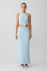 Nicole Embellished Cut Out Maxi Dress Pale Blue