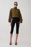 Rue Funnel Neck Bomber Jacket Khaki