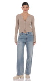 Ribbed Knit Cardigan in Light Brown
