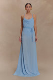 Elaine Chiffon Beaded Maxi Dress Sky Blue